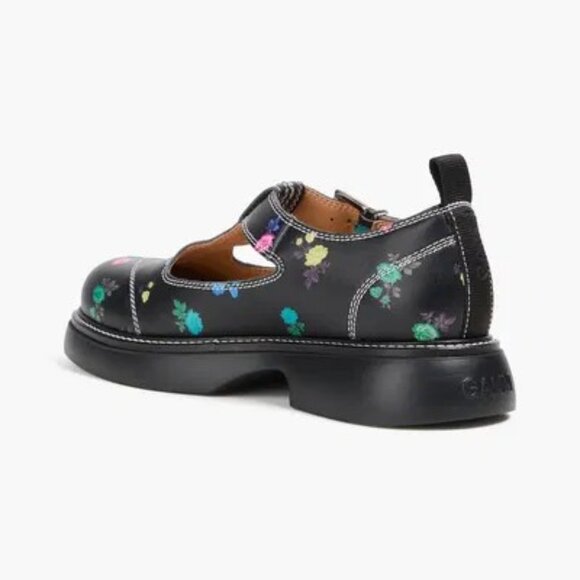 GANNI Floral-Print Leather Mary Jane Pumps - Picture 6 of 15